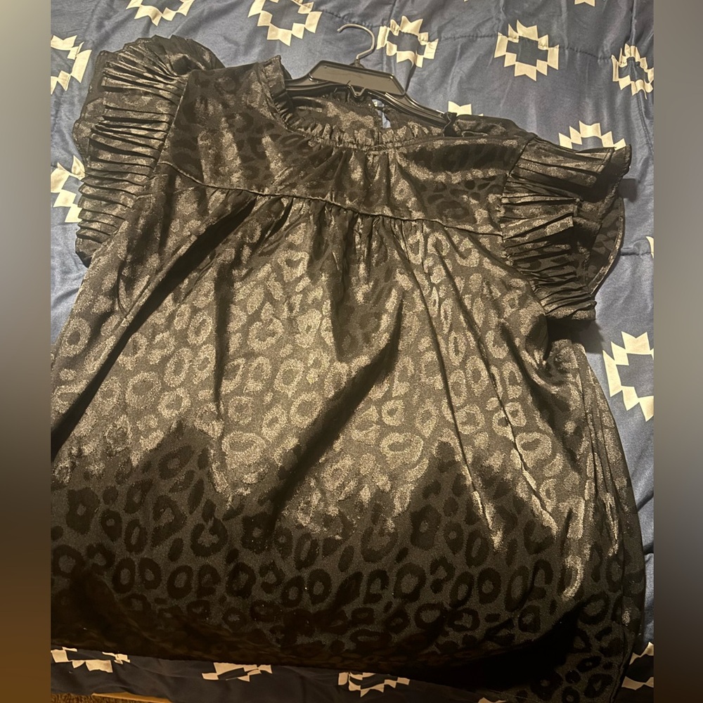 Satin Black Cheetah Shirt